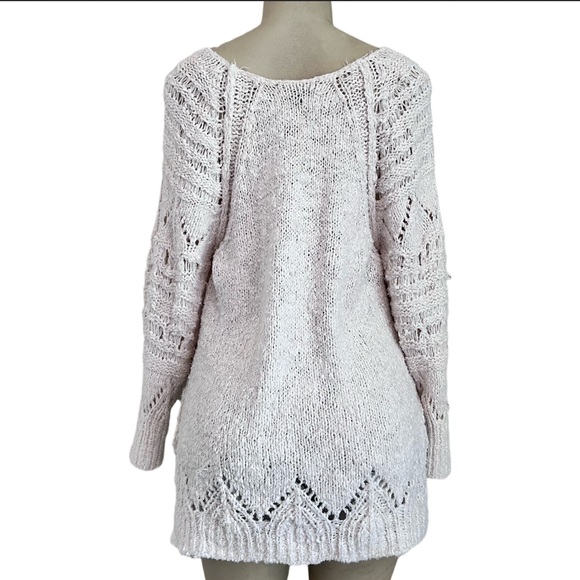 Anthropologie open knit design cream colored comfy Sweater Size Small⭐️ - Picture 4 of 8